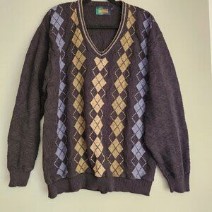 Vintage Fairway Sport Sweater  XL Argyle V-Neck Preppy Academia